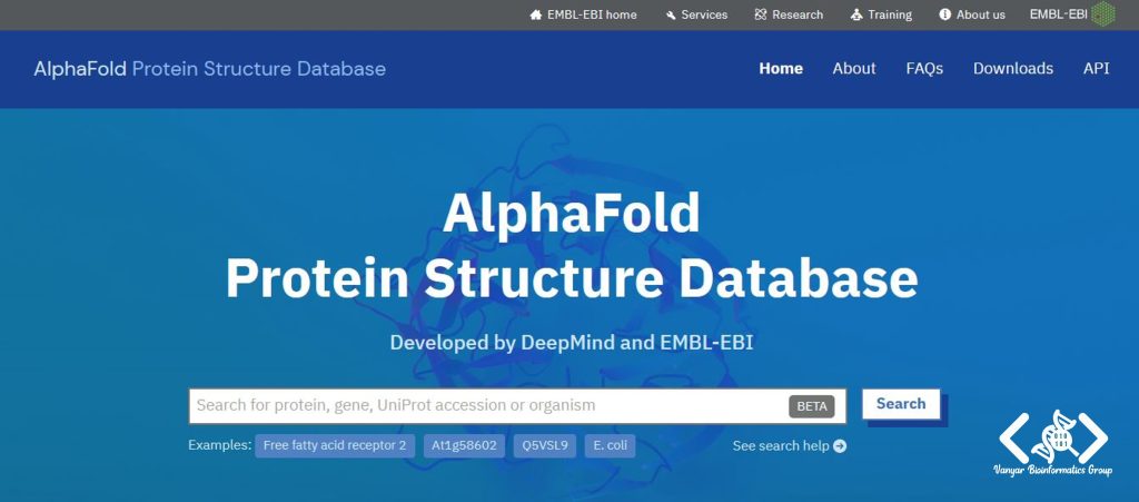 کادر جستجوی AlphaFold