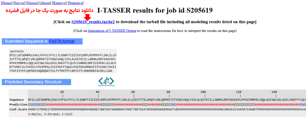 نتایج سرور I TASSER