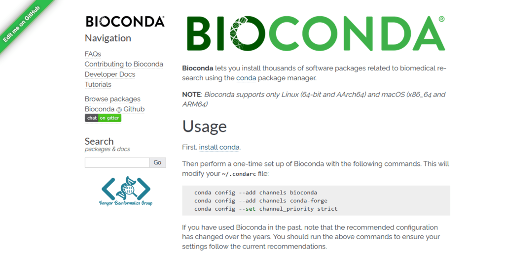 وبسایت بایوکندا Bioconda